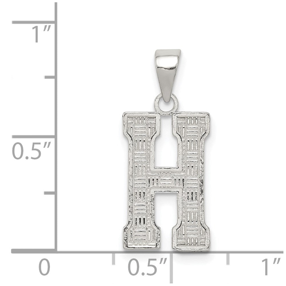 Sterling Silver Rhodium-plated Letter H Initial Pendant QC2762H