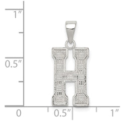 Sterling Silver Rhodium-plated Letter H Initial Pendant QC2762H