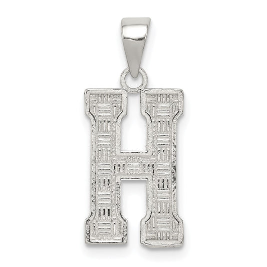 Sterling Silver Rhodium-plated Letter H Initial Pendant QC2762H