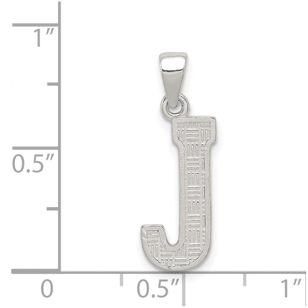Sterling Silver Rhodium-plated Letter J Initial Pendant QC2762J