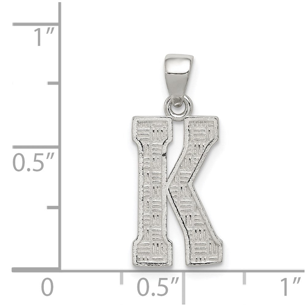 Sterling Silver Rhodium-plated Letter K Initial Pendant QC2762K