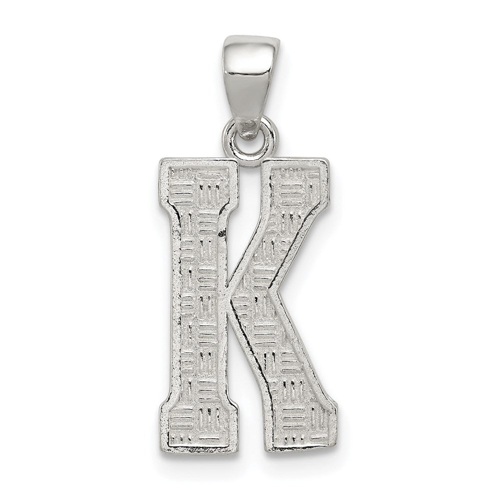 Sterling Silver Rhodium-plated Letter K Initial Pendant QC2762K