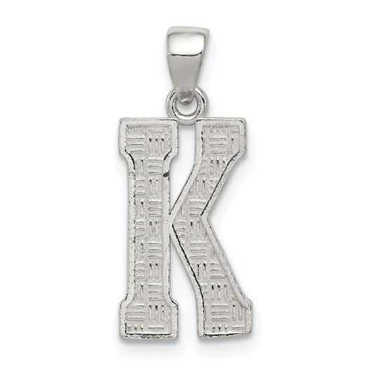 Sterling Silver Rhodium-plated Letter K Initial Pendant QC2762K