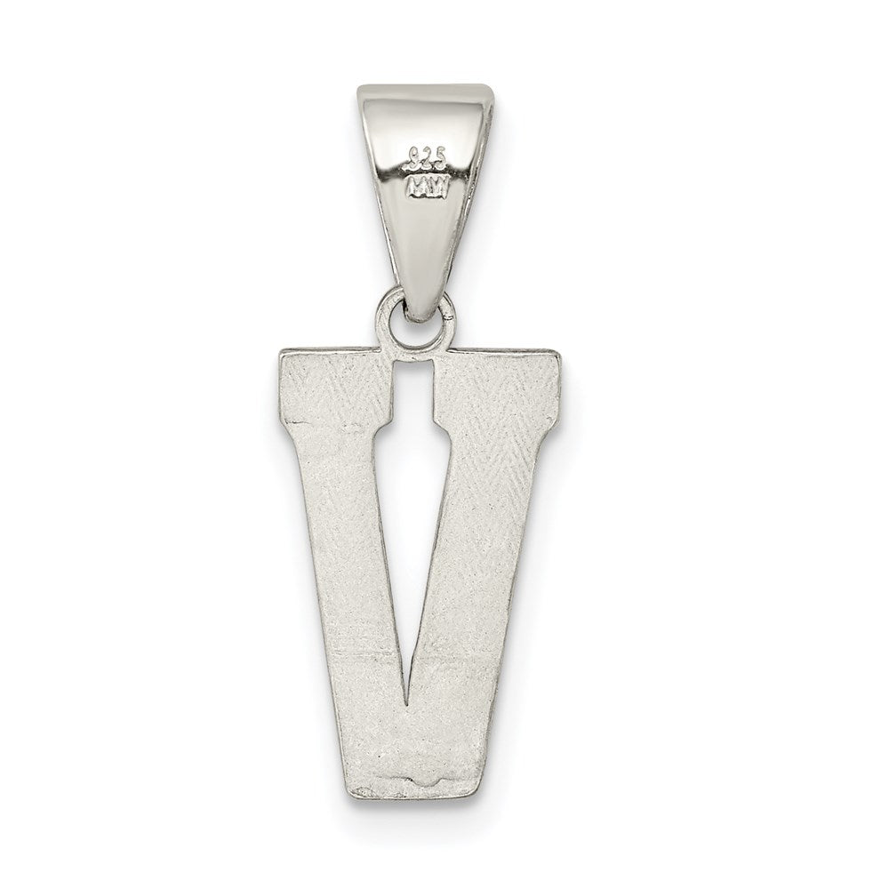 Sterling Silver Rhodium-plated Letter V Initial Pendant QC2762V