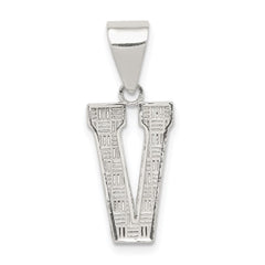 Sterling Silver Rhodium-plated Letter V Initial Pendant QC2762V