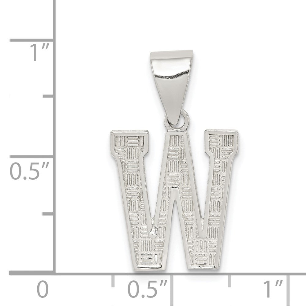 Sterling Silver Rhodium-plated Letter W Initial Pendant QC2762W