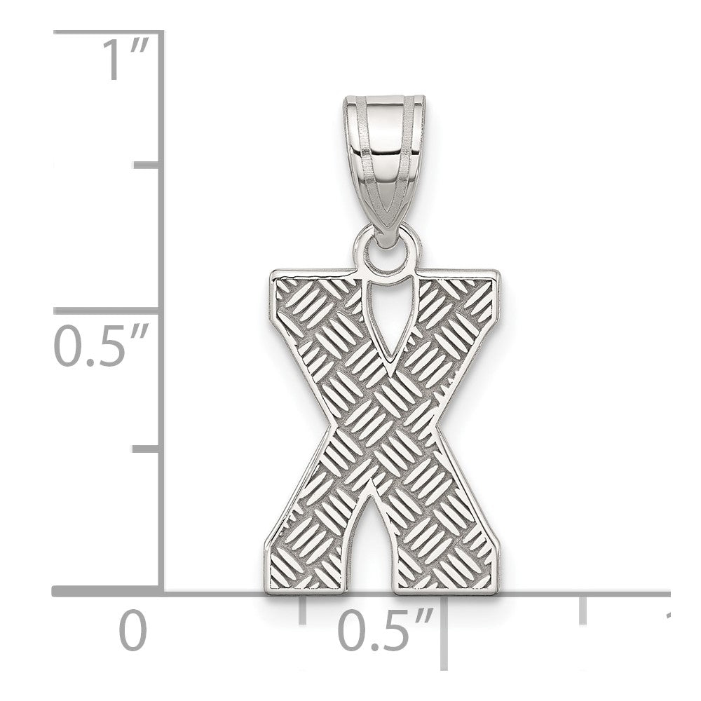 Sterling Silver Rhodium-plated Letter X Initial Pendant QC2762X