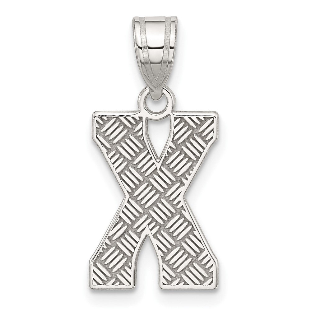 Sterling Silver Rhodium-plated Letter X Initial Pendant QC2762X