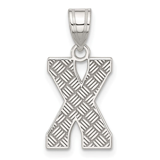 Sterling Silver Rhodium-plated Letter X Initial Pendant QC2762X