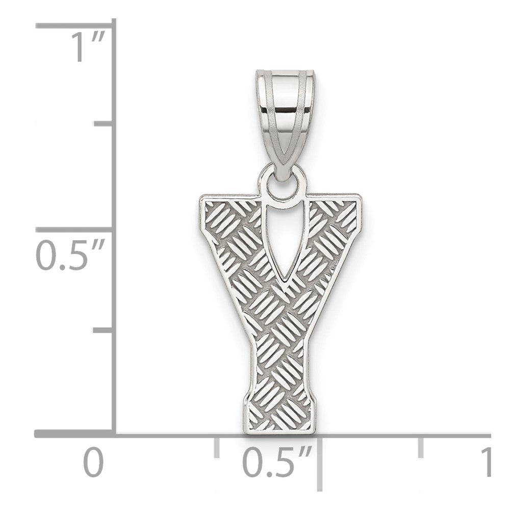 Sterling Silver Rhodium-plated Letter Y Initial Pendant QC2762Y