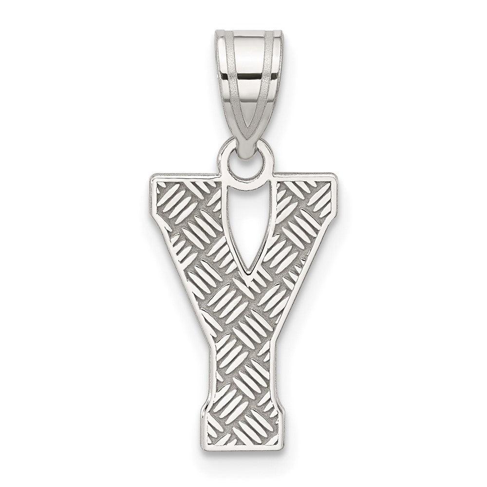 Sterling Silver Rhodium-plated Letter Y Initial Pendant QC2762Y