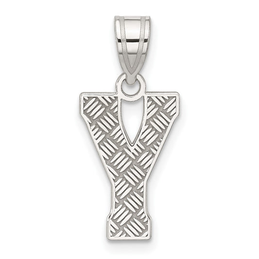 Sterling Silver Rhodium-plated Letter Y Initial Pendant QC2762Y