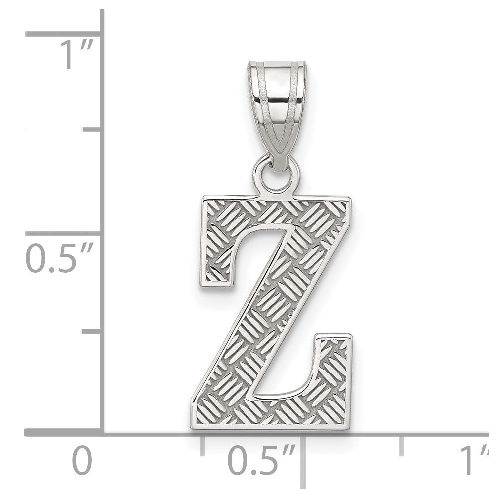 Sterling Silver Rhodium-plated Letter Z Initial Pendant QC2762Z