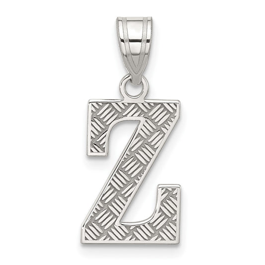 Sterling Silver Rhodium-plated Letter Z Initial Pendant QC2762Z