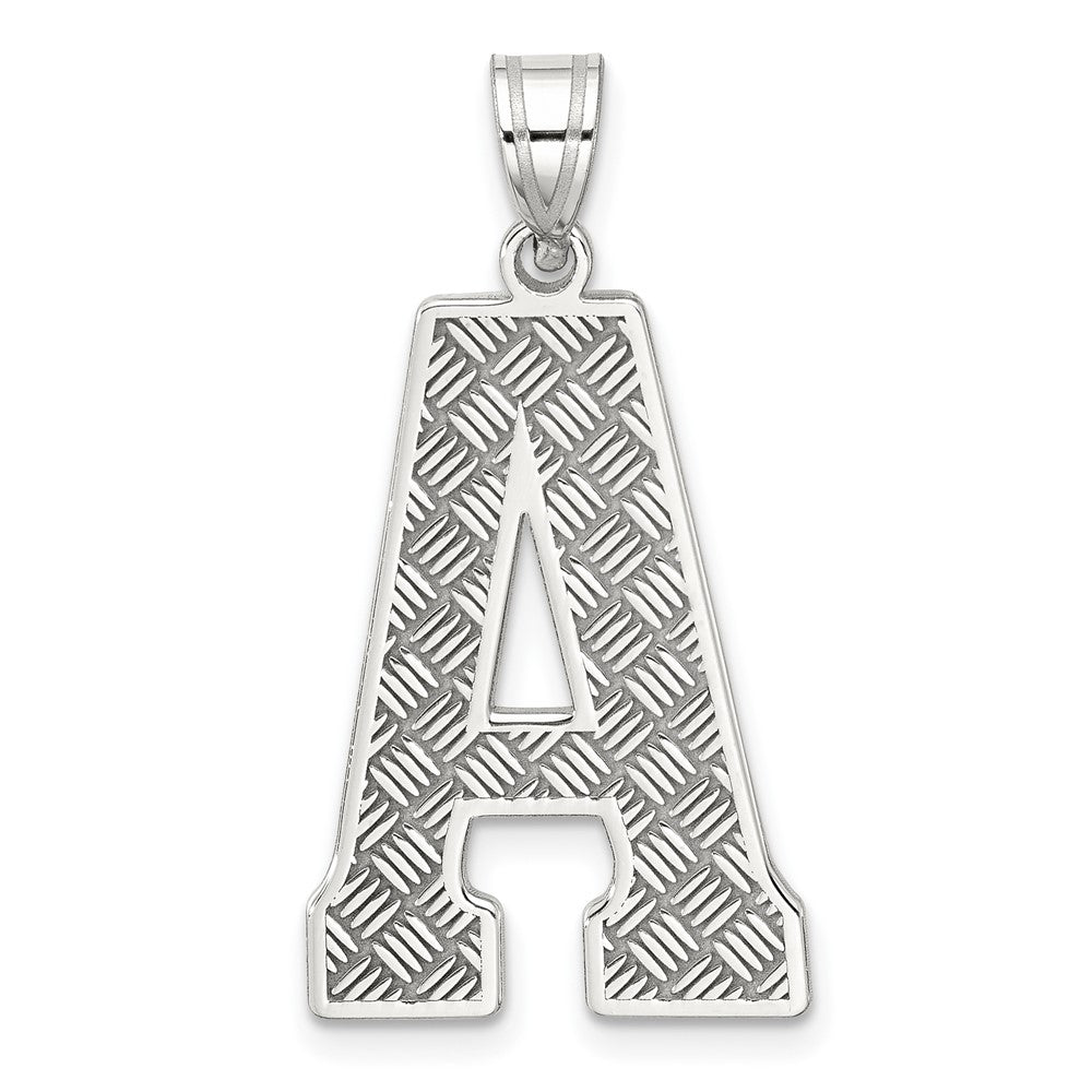 Sterling Silver Rhodium-plated Letter A Initial Pendant QC2766A