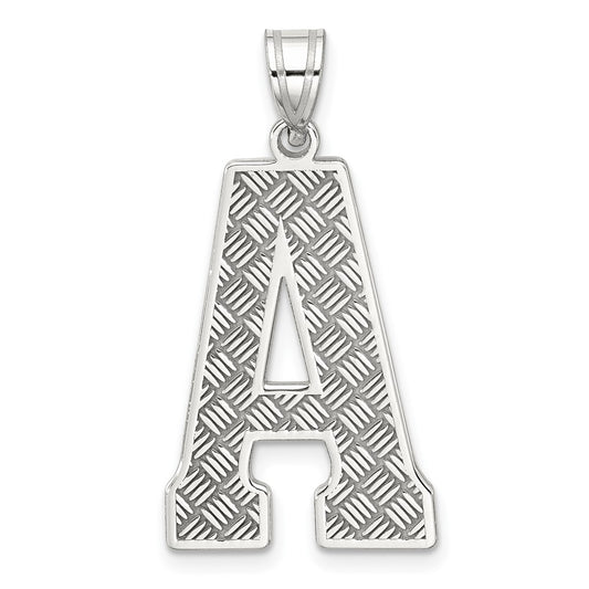 Sterling Silver Rhodium-plated Letter A Initial Pendant QC2766A