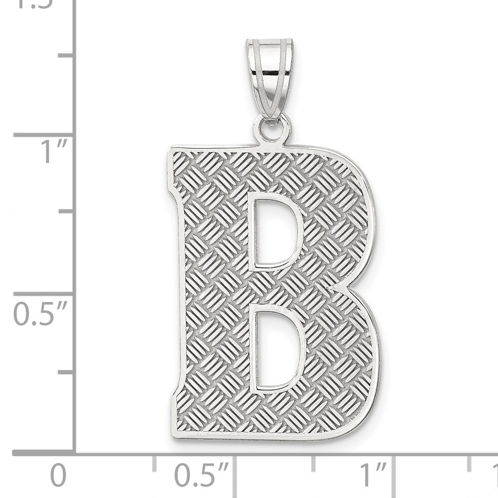 Sterling Silver Rhodium-plated Letter B Initial Pendant QC2766B