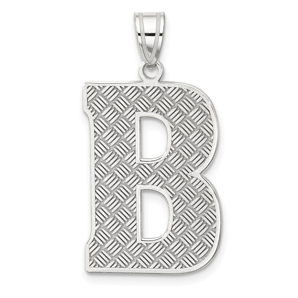 Sterling Silver Rhodium-plated Letter B Initial Pendant QC2766B