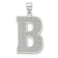 Sterling Silver Rhodium-plated Letter B Initial Pendant QC2766B