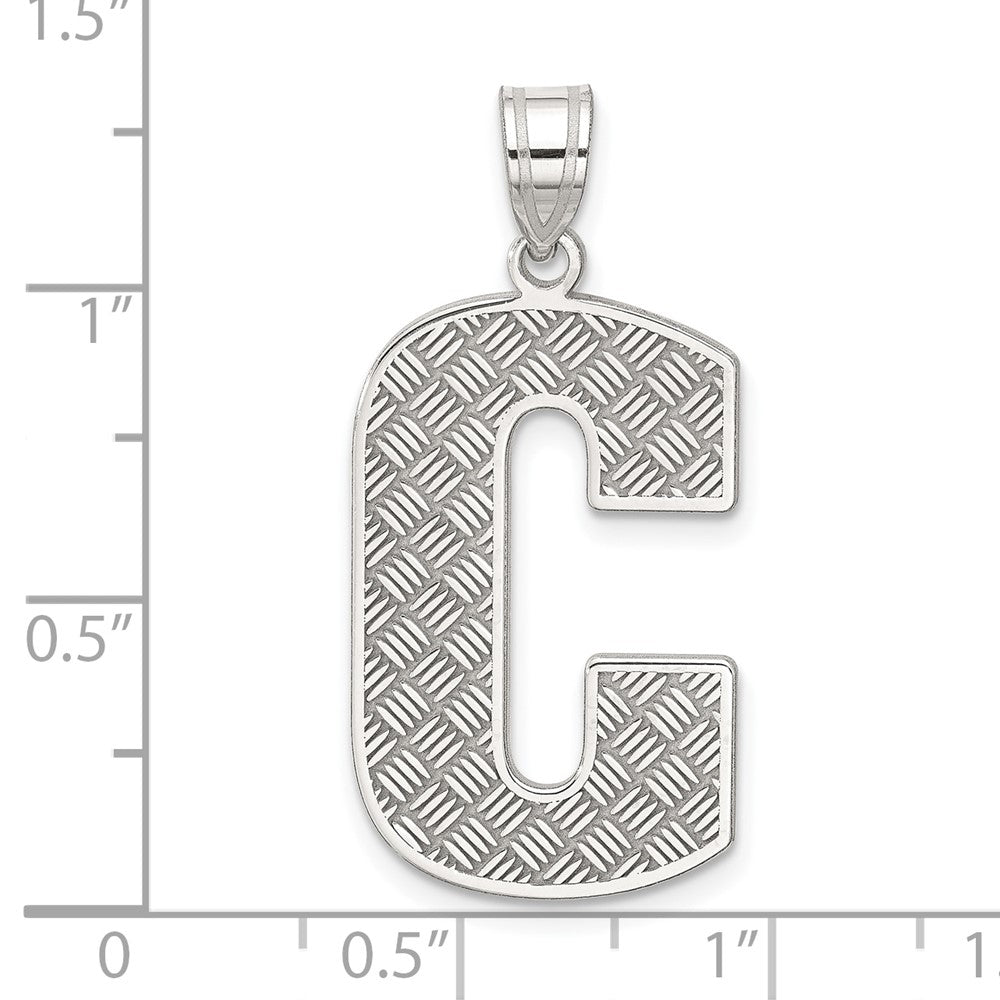 Sterling Silver Rhodium-plated Letter C Initial Pendant QC2766C