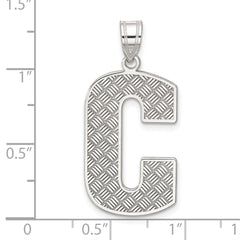 Sterling Silver Rhodium-plated Letter C Initial Pendant QC2766C