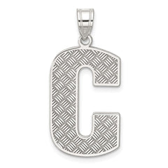 Sterling Silver Rhodium-plated Letter C Initial Pendant QC2766C