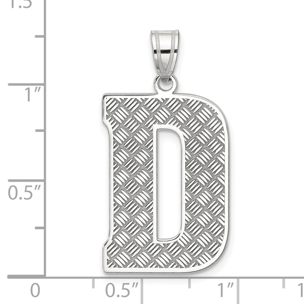 Sterling Silver Rhodium-plated Letter D Initial Pendant QC2766D