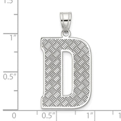 Sterling Silver Rhodium-plated Letter D Initial Pendant QC2766D