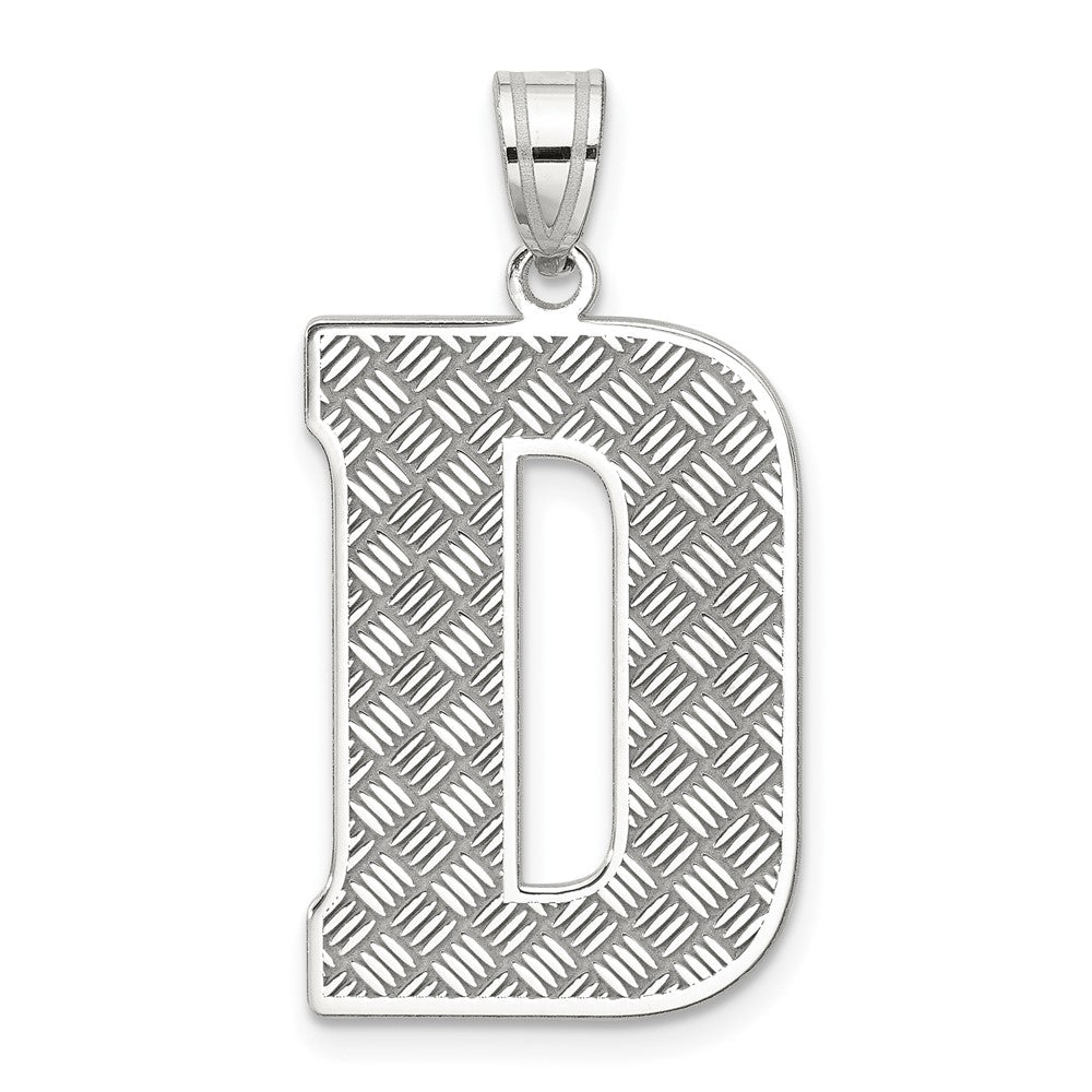 Sterling Silver Rhodium-plated Letter D Initial Pendant QC2766D