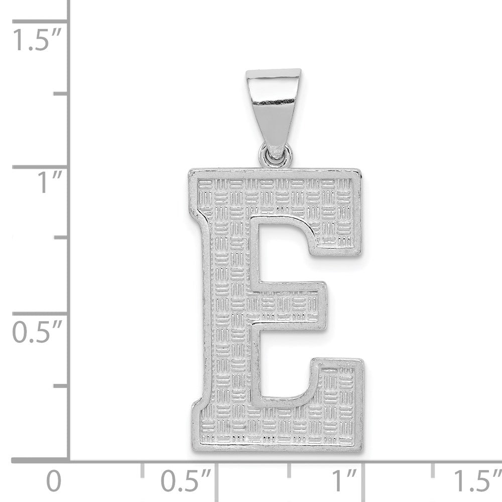 Sterling Silver Rhodium-plated Letter E Initial Pendant QC2766E