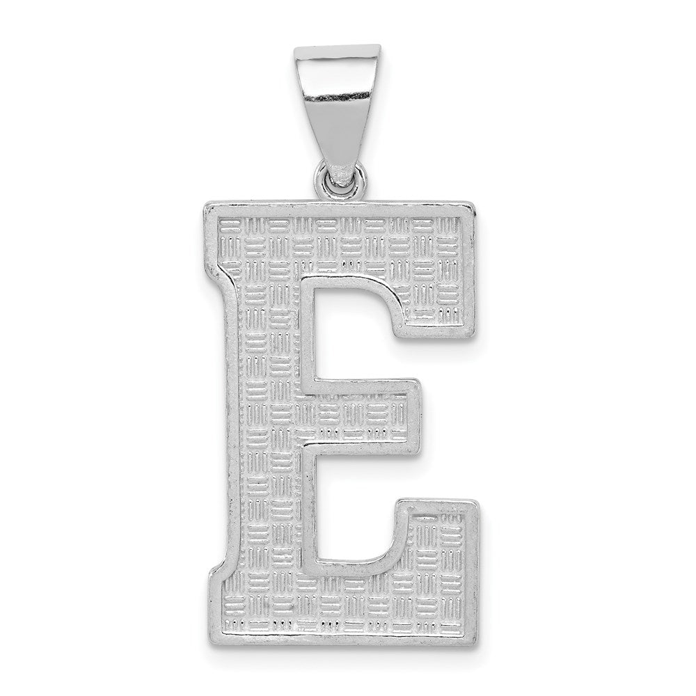 Sterling Silver Rhodium-plated Letter E Initial Pendant QC2766E