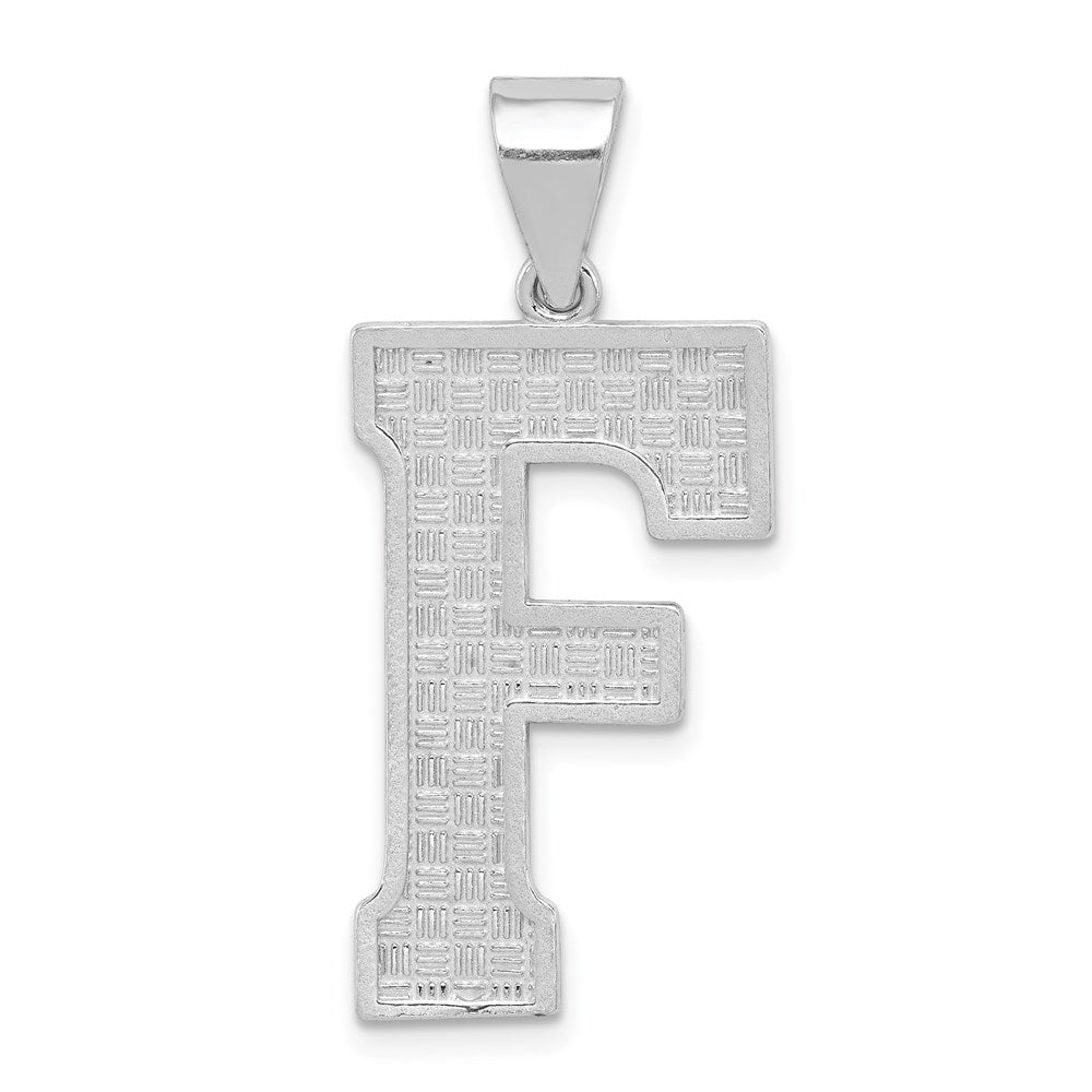 Sterling Silver Rhodium-plated Letter F Initial Pendant QC2766F