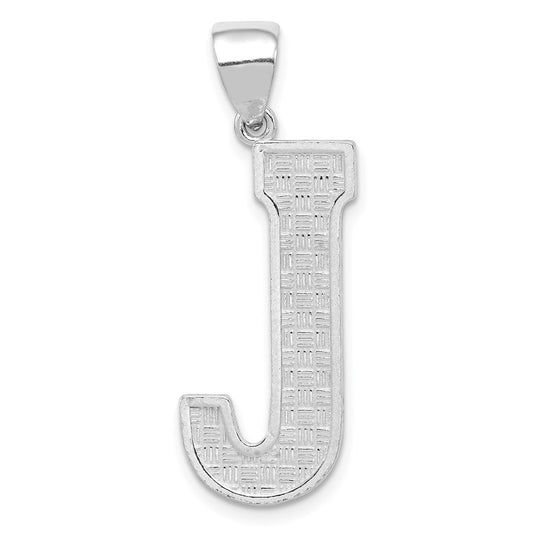 Sterling Silver Rhodium-plated Letter J Initial Pendant QC2766J