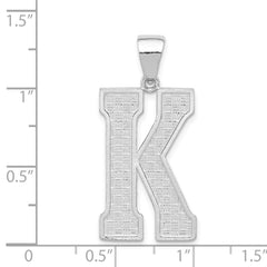 Sterling Silver Rhodium-plated Letter K Initial Pendant QC2766K