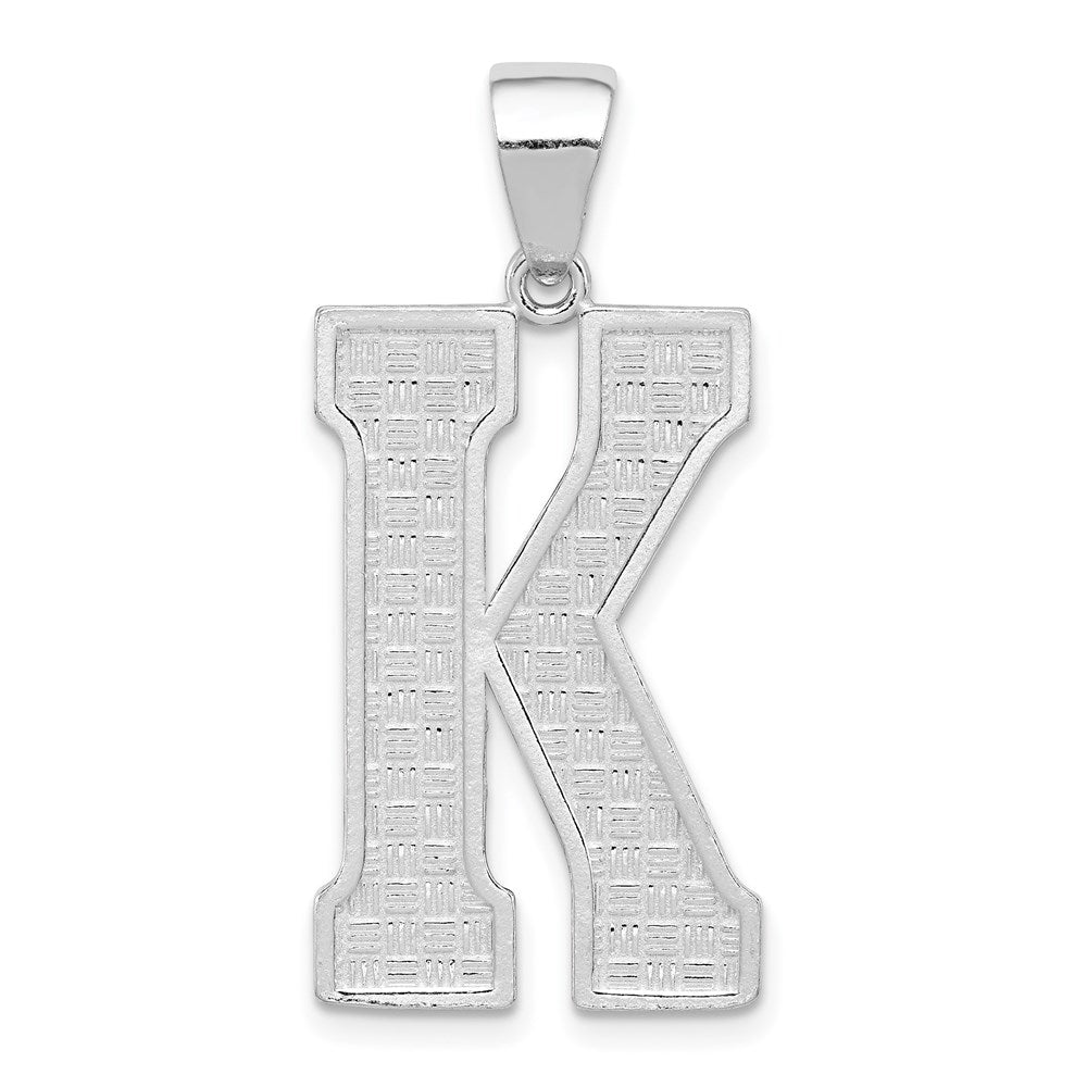 Sterling Silver Rhodium-plated Letter K Initial Pendant QC2766K
