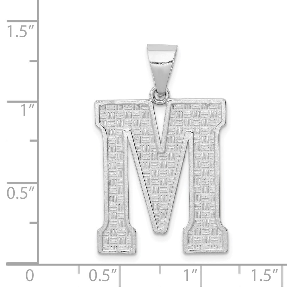 Sterling Silver Rhodium-plated Letter M Initial Pendant QC2766M