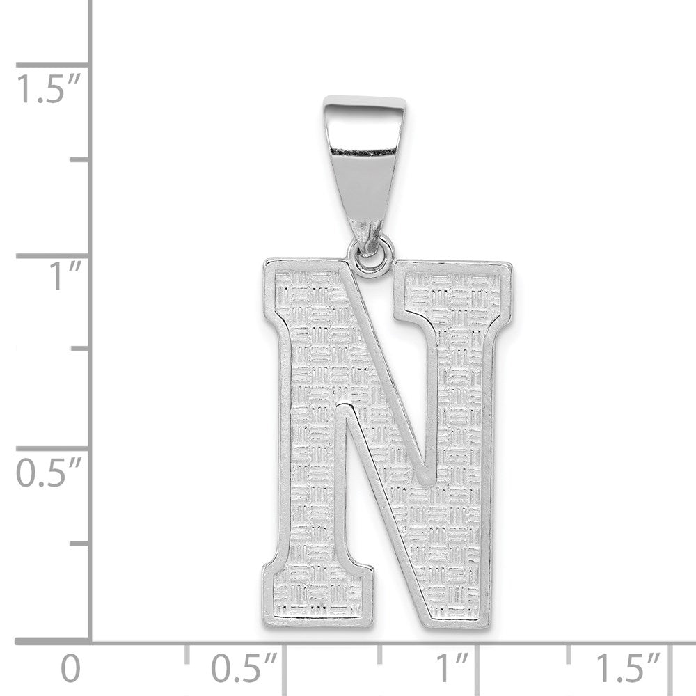 Sterling Silver Rhodium-plated Letter N Initial Pendant QC2766N