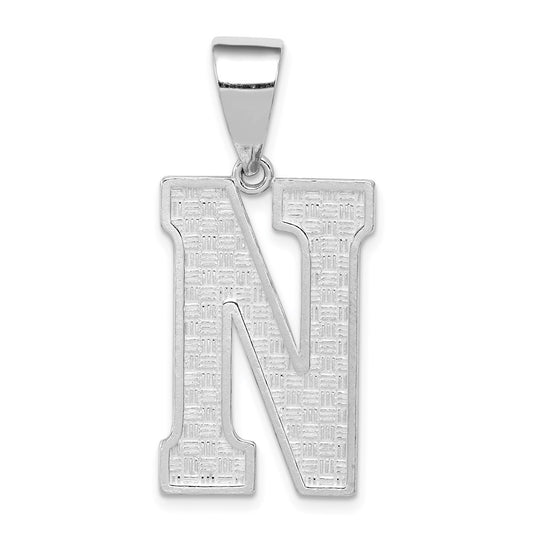 Sterling Silver Rhodium-plated Letter N Initial Pendant QC2766N