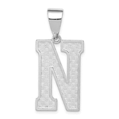 Sterling Silver Rhodium-plated Letter N Initial Pendant QC2766N