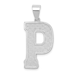 Sterling Silver Rhodium-plated Letter P Initial Pendant QC2766P