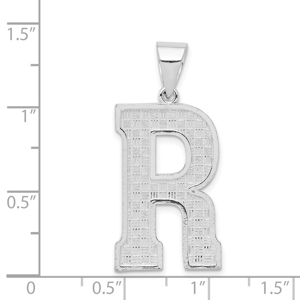 Sterling Silver Rhodium-plated Letter R Initial Pendant QC2766R