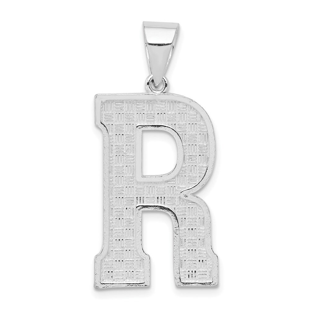 Sterling Silver Rhodium-plated Letter R Initial Pendant QC2766R