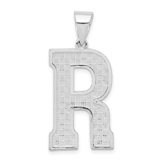 Sterling Silver Rhodium-plated Letter R Initial Pendant QC2766R