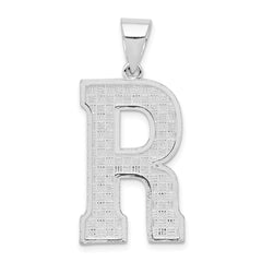 Sterling Silver Rhodium-plated Letter R Initial Pendant QC2766R