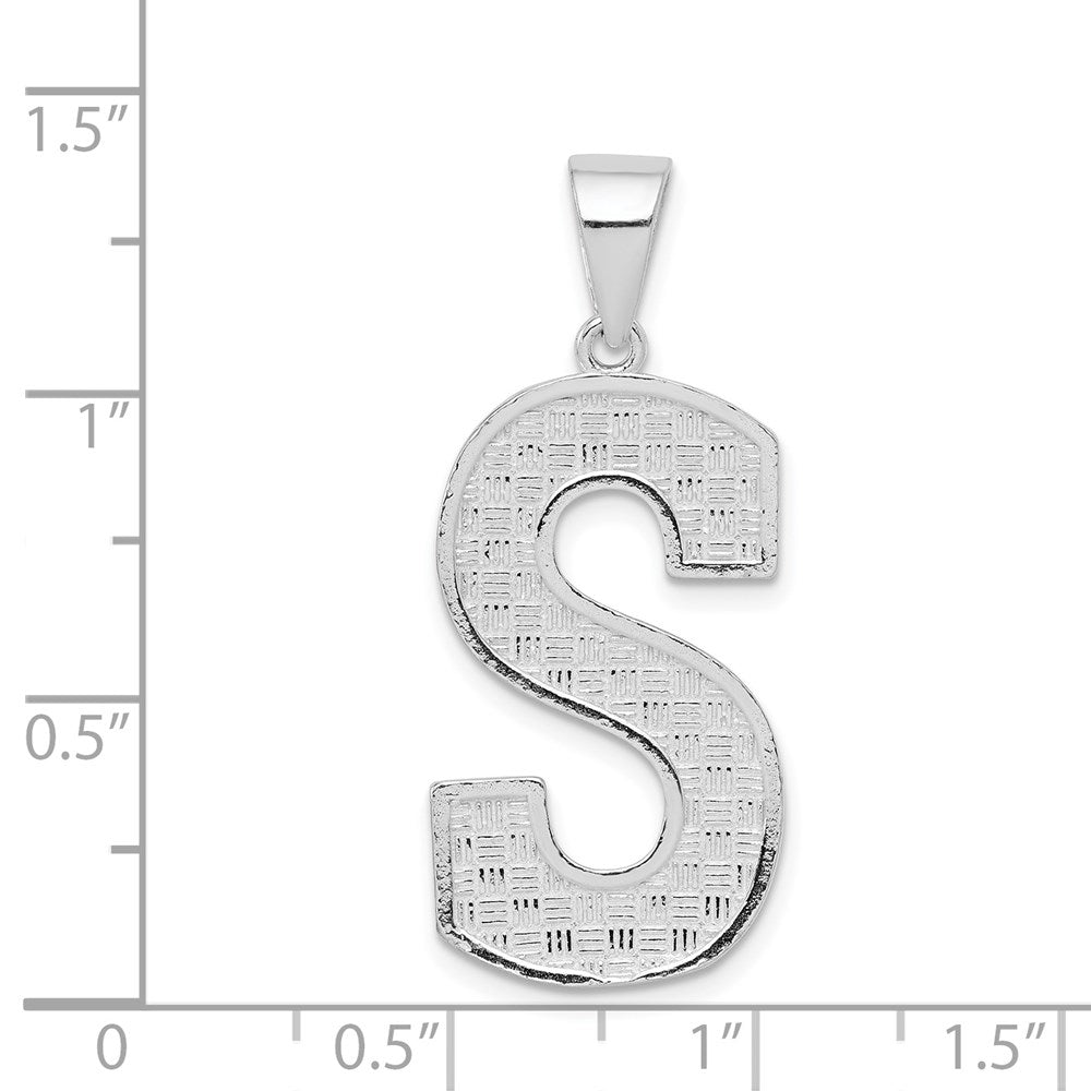 Sterling Silver Rhodium-plated Letter S Initial Pendant QC2766S