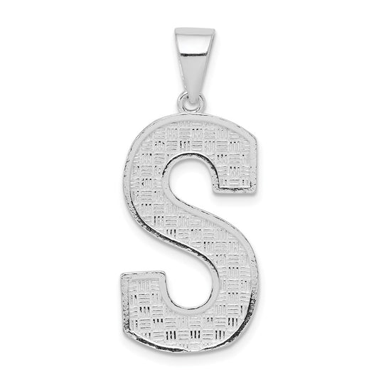 Sterling Silver Rhodium-plated Letter S Initial Pendant QC2766S
