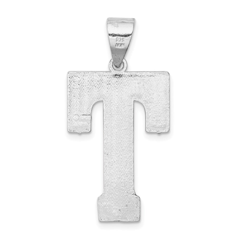 Sterling Silver Rhodium-plated Letter T Initial Pendant QC2766T
