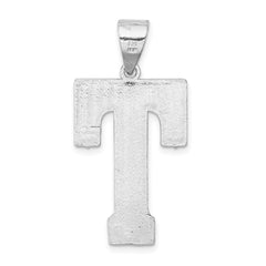 Sterling Silver Rhodium-plated Letter T Initial Pendant QC2766T