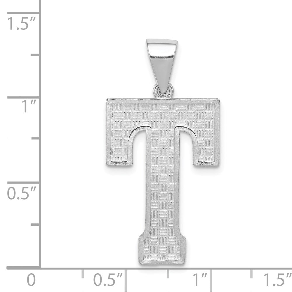 Sterling Silver Rhodium-plated Letter T Initial Pendant QC2766T