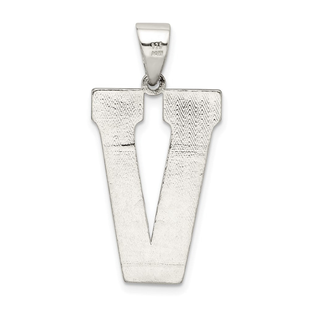 Sterling Silver Rhodium-plated Letter V Initial Pendant QC2766V